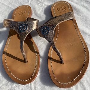 Tory Burch Gold Snakeskin Sandal sz 7